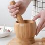 Imagem de Socador De Alho Madeira Pilão De Bambu Pilao Amassador De tempero  Machucador ervas Grãos Cozinha