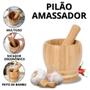 Imagem de Socador De Alho Madeira Pilão De Bambu Pilao Amassador De tempero  Machucador ervas Grãos Cozinha