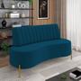 Imagem de Sofá 2 Lugares Living 135cm Pé Ferro Dourado Maraú Veludo Azul Mnh K01 - D'Rossi
