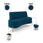 Imagem de Sofá 2 Lugares Living 135cm Pé Ferro Dourado Maraú Veludo Azul Mnh K01 - D'Rossi