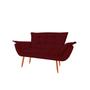 Imagem de Sofá 2 Lugares Namoradeira Decorativo Opala Pés Retro Madeira Suede Diversas Cores