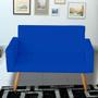 Imagem de Sofá 2 Lugares para Sala Lina material sintético Azul - Móveis Mafer