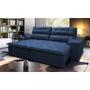 Imagem de Sofá 2,02m Retrátil e Reclinável com Molas Cama inBox Confort Tecido Suede Velusoft Azul