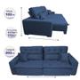 Imagem de Sofá 2,02m Retrátil e Reclinável com Molas Cama inBox Confort Tecido Suede Velusoft Azul