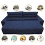 Imagem de Sofá 2,02m Retrátil e Reclinável com Molas Cama inBox Plus Tecido Suede Velusoft Azul