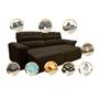 Imagem de Sofá 2,22m Retrátil e Reclinável com Molas Cama inBox Top Tecido Suede Velusoft Café