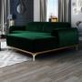 Imagem de Sofá 255cm 4 Lugares com Chaise Direito Pés Gold Molino B-303 Veludo Verde Musgo - Domi