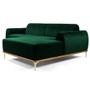 Imagem de Sofá 255cm 4 Lugares com Chaise Direito Pés Gold Molino B-303 Veludo Verde Musgo - Domi