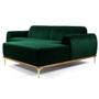 Imagem de Sofá 265cm 4 Lugares com Chaise Direito Pés Gold Molino B-303 Veludo Verde Musgo - Domi