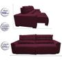 Imagem de Sofá 2,72m Retrátil e Reclinável com Molas Cama inBox Plus Tecido Suede Velusoft Vinho
