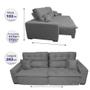 Imagem de Sofá 2,82m Retrátil e Reclinável com Molas Cama inBox Confort Tecido Suede Velusoft Cinza
