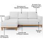 Imagem de Sofá 3 Lugares 200cm Living Com Chaise Esquerdo Sala de Estar Kayrós D05 Sintético Branco Mpozenato