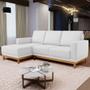 Imagem de Sofá 3 Lugares 200cm Living Com Chaise Esquerdo Sala de Estar Kayrós D05 Sintético Branco Mpozenato