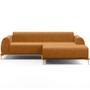 Imagem de Sofá 3 Lugares com Chaise Direito Para Sala de Estar Molino 230cm D02 Base Castanho Pés D'ouro material sintético Whisky B-90 - Lyam Decor