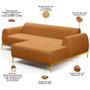 Imagem de Sofá 3 Lugares com Chaise Direito Para Sala de Estar Molino 230cm D02 Base Castanho Pés D'ouro material sintético Whisky B-90 - Lyam Decor