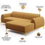 Imagem de Sofá 3 Lugares com Chaise Direito Para Sala de Estar Molino 245cm D02 Base Castanho Pés D'ouro Prime Bouclê Mostarda PB-03 - Lyam Decor