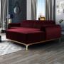 Imagem de Sofá 3 Lugares com Chaise Direito Para Sala Molino 230 cm D02 Veludo Marsala C-278 - Lyam Decor