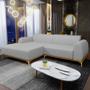 Imagem de Sofá 3 Lugares com Chaise Esquerdo Sala de Estar Molino 245cm D02 Linho Cinza D-315 - Lyam Decor