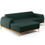 Imagem de Sofá 3 Lugares com Chaise Esquerdo Sala Estar Molino 230cm D02 Linho Verde Musgo C-117 - Lyam Decor