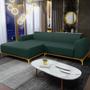 Imagem de Sofá 3 Lugares com Chaise Esquerdo Sala Estar Molino 230cm D02 Linho Verde Musgo C-117 - Lyam Decor