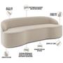 Imagem de Sofá 3 Lugares Curvo Sala de Estar Living Lótus D02 Veludo Bege 210 cm C-309 - Lyam Decor