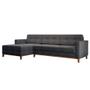 Imagem de Sofá 3 Lugares Living com Chaise Esquerdo Pés e Base em Madeira Linho Cotton Grafite