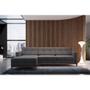 Imagem de Sofá 3 Lugares Living com Chaise Esquerdo Pés e Base em Madeira Linho Cotton Grafite