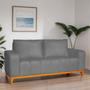 Imagem de Sofá 3 Lugares Memphis Ultra Conforto em Madeira Maciça e Suede - LH Decor