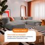 Imagem de Sofá 3 lugares Modular com 2 Apoios Puff  Sofá na Caixa em Boucle com 5 Módulos 3,44m  1 Braço