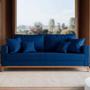 Imagem de Sofa 3 Lugares Monaco 1,80 M com Almofadas Linho Azul