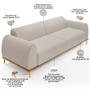 Imagem de Sofá 3 Lugares Para Sala de Estar Kiev 180cm D02 Base Castanho Pés D'ouro Bouclê Creme B-54 - Lyam Decor