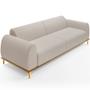 Imagem de Sofá 3 Lugares Para Sala de Estar Kiev 180cm D02 Base Castanho Pés D'ouro Bouclê Creme B-54 - Lyam Decor