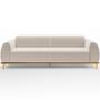 Imagem de Sofá 3 Lugares Para Sala de Estar Kiev 180cm D02 Base Castanho Pés D'ouro Bouclê Creme B-54 - Lyam Decor