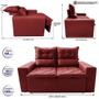 Imagem de Sofá 3 Lugares Retrátil e Reclinável 1,80m Cama inBox Smal com bordado pantográfico Suede Vermelho