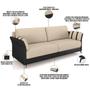 Imagem de Sofá 3 Lugares Sala de Estar Living 223cm Álamo M03 material sintético Preto Linho Bege - Lyam Decor