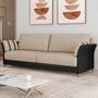 Imagem de Sofá 3 Lugares Sala de Estar Living 223cm Álamo M03 material sintético Preto Linho Bege - Lyam Decor