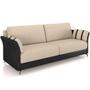 Imagem de Sofá 3 Lugares Sala de Estar Living 223cm Álamo M03 material sintético Preto Linho Bege - Lyam Decor