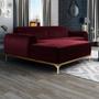 Imagem de Sofá 300cm 5 Lugares com Chaise Esquerdo Pés Gold Molino B-278 Veludo Marsala - Domi