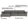 Imagem de Sofá 310cm com Chaise Esquerda Franz Suede Grafite - Gran Belo