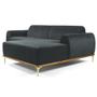 Sofá 320cm 5 Lugares com Chaise Direito Pés Gold Molino B-317 Veludo Cinza - Domi Imagem de Sofá 320cm 5 Lugares com Chaise Direito Pés Gold Molino B-317 Veludo Cinza - Domi