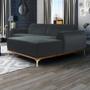 Sofá 320cm 5 Lugares com Chaise Direito Pés Gold Molino B-317 Veludo Cinza - Domi Imagem de Sofá 320cm 5 Lugares com Chaise Direito Pés Gold Molino B-317 Veludo Cinza - Domi