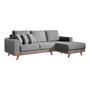 Imagem de Sofá 4 Lugares Bogor com Chaise Direito Veludo Cinza
