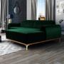 Imagem de Sofá 4 Lugares com Chaise Direito Para Sala Molino 255 cm D02 Veludo Verde Musgo C-303 - Lyam Decor