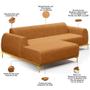 Imagem de Sofá 4 Lugares com Chaise Esquerdo Para Sala de Estar Molino 255cm D02 Base Castanho Pés D'ouro material sintético Whisky B-90 - Lyam Decor