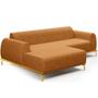 Imagem de Sofá 4 Lugares com Chaise Esquerdo Para Sala de Estar Molino 255cm D02 Base Castanho Pés D'ouro material sintético Whisky B-90 - Lyam Decor