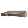 Imagem de Sofá 4 Lugares Living com Chaise Esquerdo Pés e Base em Madeira Linho Cotton Bege