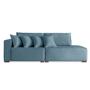 Imagem de Sofá 4 Lugares Modulado Chaise Almofada Solta Molas Isa BD Linho Azul 2,7m