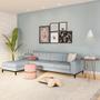 Imagem de Sofá 4 Lugares Surprised com Chaise Esquerdo Pés e Base em Madeira Linho Cotton Cinza