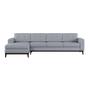 Imagem de Sofá 4 Lugares Surprised com Chaise Esquerdo Pés e Base em Madeira Linho Cotton Cinza