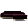 Imagem de Sofá 5 Lugares com Chaise Direito Para Sala Molino 300 cm D02 Veludo Roxo Grape B-292 - Lyam Decor